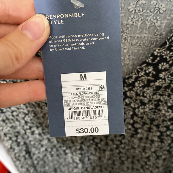 Women's Bell Elbow Sleeve Mini A-Line Dress - Universal Thread Black Floral Sz M - Picture 2 of 8